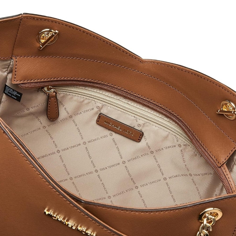 Jet Set Large Saffiano Leather Brown/Tan Shoulder Bag - Picture 3 of 5